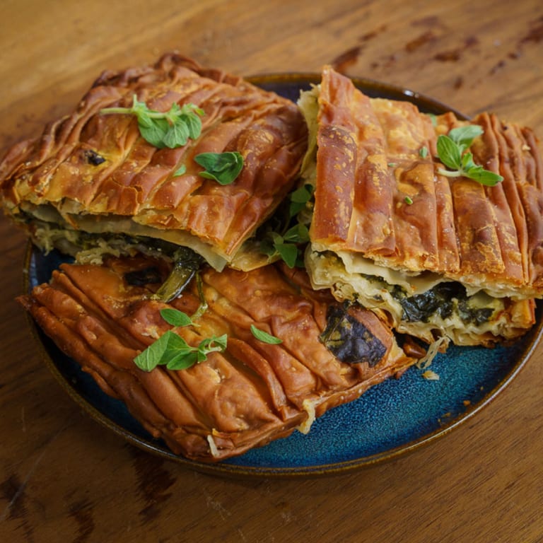Delicious Feta and Spinach Filled Phyllo Pie